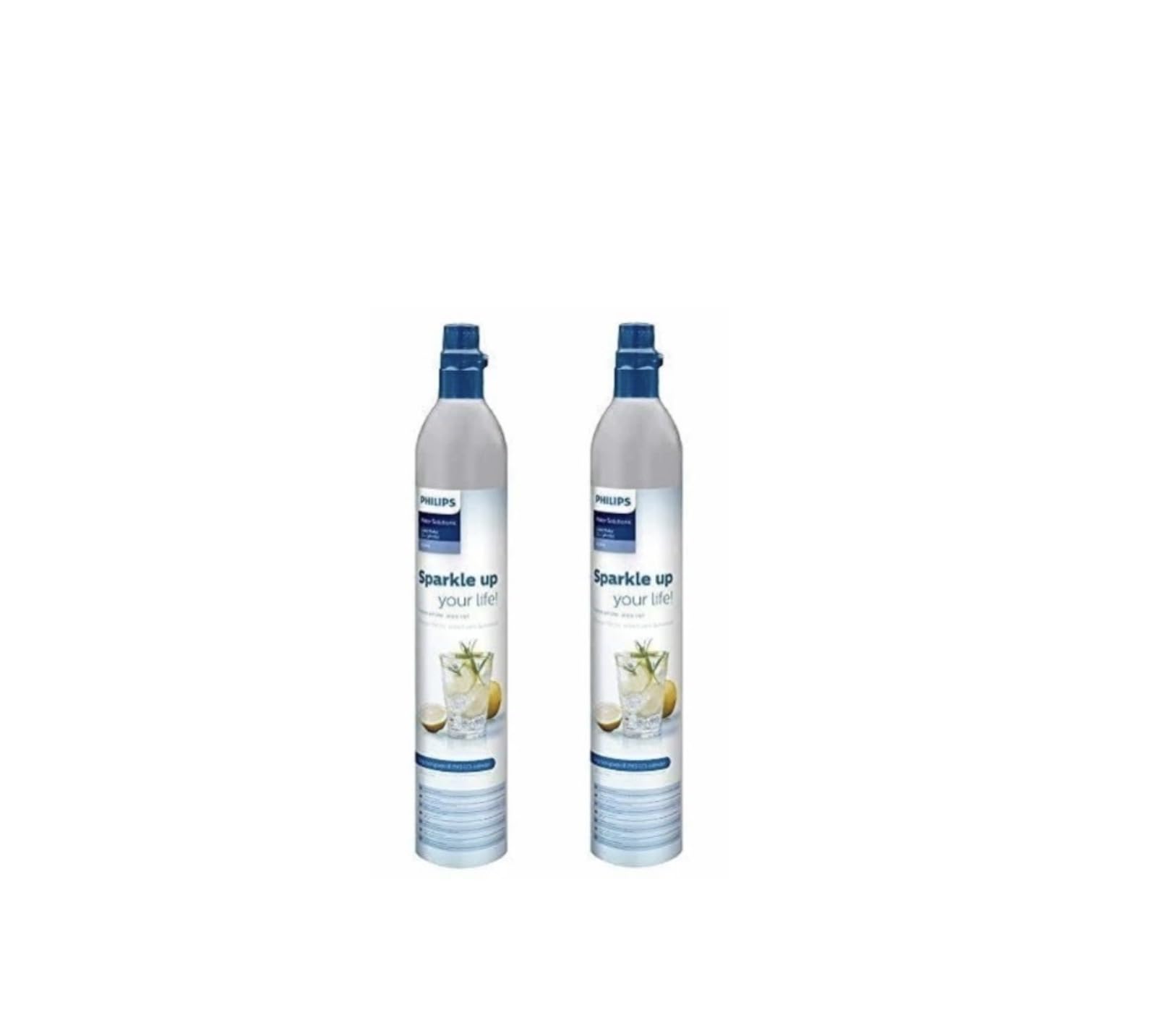 PHILIPS ORIGINALE 2 PEZZI Bombola Alluminio CO2 425 gr attacco ACMEcon filetto per gasatori domestici compatibile con Soda Stream azzurre e altre marche