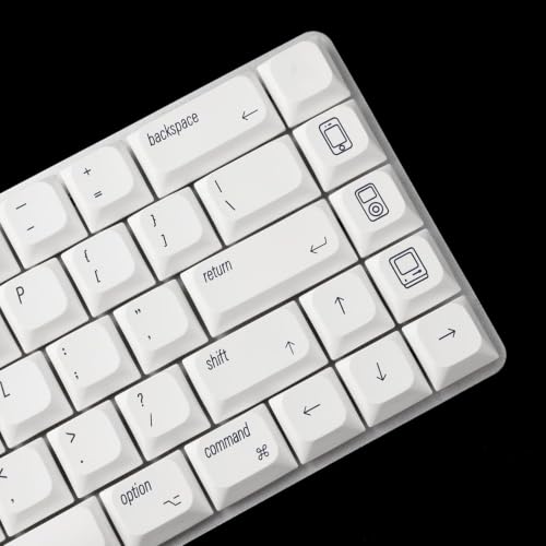 Image of YMDK Ultra-Slim Style Mx Low Profile Dye Sub PBT Keycaps for MX 61 64 68 75 84 87 96 108 Layout Mechanical Keyboard, 127 Normcore MAC White