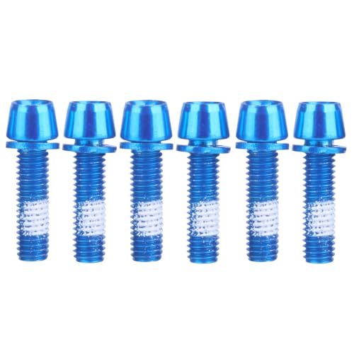 Image of Steel M5x18mm Bolts with Washer, Allen Hex Tapered Screw for Bicycle Stem, Pack of 6 (Blue)