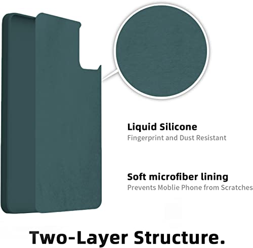 Image of DIZORO Microfiber Candy Case Compatible for Vivo V27 5G Smooth Touch Cushion Liquid Soft Silicone Gel Rubber Phone Cases Non-Slip Full Body Protective Shockproof Back Cover - Forest Green