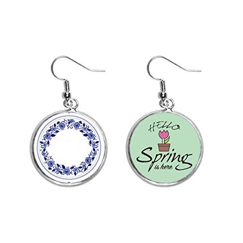 Pendientes de primavera flor azul estilo cultura china para eventos