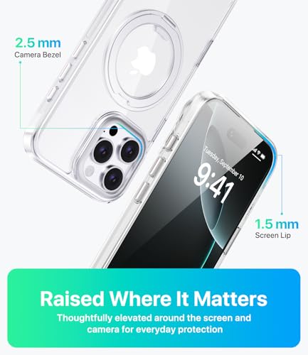 Image of for iPhone 16 Pro Case, Compatible with MagSafe, Slim Shockproof Military-Grade Rugged Protective Case with Stand, Camera Control, Comfort Grip (C-Clear, iPhone 16 Pro)