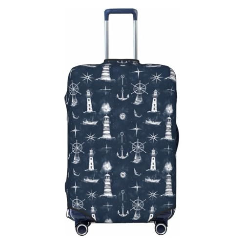 Luggage Cover Protector - Navy Blue Lighthouses Print Fit 25-28 Inch Suitcase Covers for Luggage