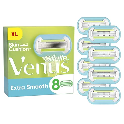 Cuchillas de repuesto para afeitadora Gillette Venus Extra Smooth para mujer, paquete de 8 unidades, 5 cuchillas para un afeitado extremadamente minucioso