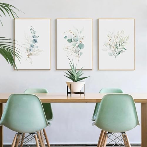 Affiches de peinture de feuilles et branches, triptyque 40x60cm sans cadre