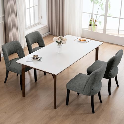 VKNOW Wooden Dining Chairs Set of 4, Modern Fabric Upholstered