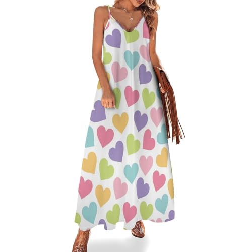 Robe maxi sans manches Couleur Amour coupe fluide pour l'été