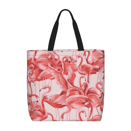 Sac fourre-tout grande capacité pour femme noir imprimé flamant rose