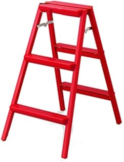 Drabina Stołek Dziedziniec Villa Winda Stołek Domowa Drabina Antypoślizgowa Solidny materiał metalowy 3-stopniowa składana drabina Prezent (kolor: czerwony, rozmiar: 476679 cm)