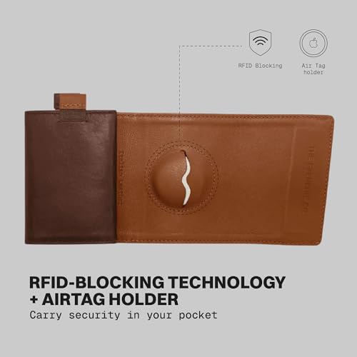 The Frenchie Co. - AirTag Speed Wallet Mini - Ultra-slim RFID blocking card holder with AirTag pocket - Minimalist front pocket wallet - Full-grain Italian leather4