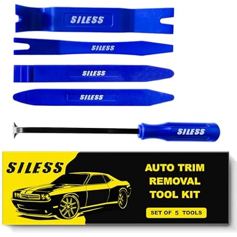 Siless Auto Trim Removal Tool Set - 5 pcs - Auto Trim Tool Car Tools, Easy Door Panel Removal Tool, Fastener Removal, Clip, Molding, Dashboards, Interior Trim Tools (No Scratch Plastic Pry Tool Kit) Cover