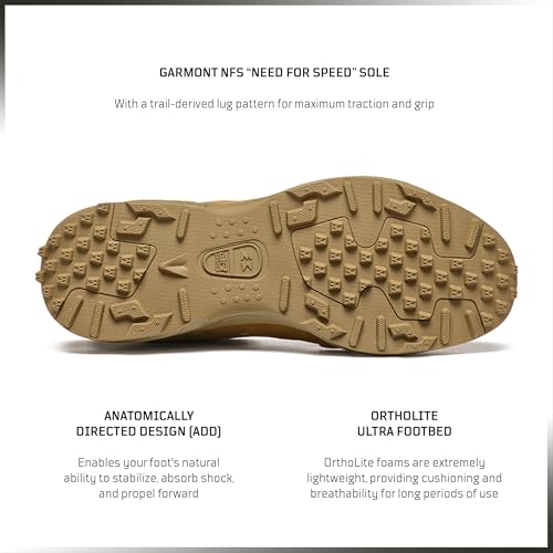 GARMONT TACTICAL T8 NFS 670 Military Combat Boots for Men and Women, Army, Air Force, AR670-1 Compliant Footwear, Lightweight, Suede Leather, Coyote, Size 12.53