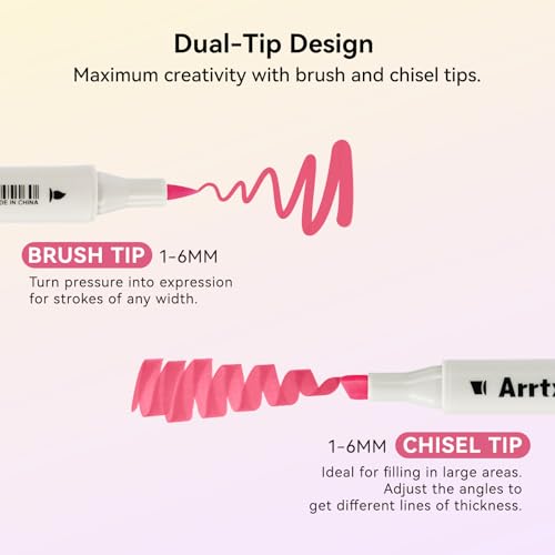 Arrtx Alcohol Markers 160 Color Set, Dual Tip Brush and Chisel, Professional Alcohol-Based Art Markers for Artists, Adults, Beginners, Ideal for Sketching,Illustration image 12