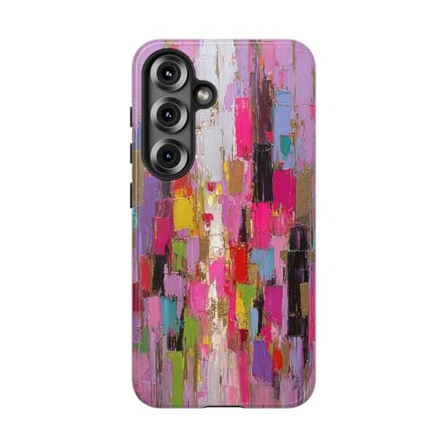 Coque Samsung S25 antichoc brillante avec design abstrait coloré
