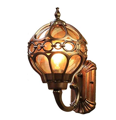 Applique murale extérieure étanche en verre et métal marron rétro de style haute qualité