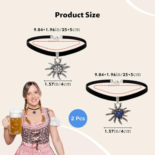 Lyivisk Trachtenkette mit Halsband Set in Weiß und Blau - Traditioneller Schmuck für Festkleidung und bayerische Tracht