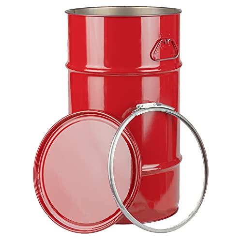Deckelfass Blechtonne 60 Liter rot Dekotonne Dekofass Mülltonne Universaltonne Universalfass NEU Cover