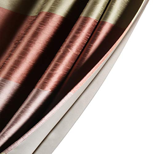 Image of Deco Window Polyester Blackout Striped Opaque Curtains 9 Feet Long Set of 2, Room Darkening (Eyelet,Peach, 9Ft) Curtains for Bedroom and Living Room