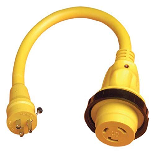 ParkPower 104SPPRV Pigtail Adapter, 30A / 125V Locking Connector & 15A / 125V Straight Blade with Locking Screw Male Plug