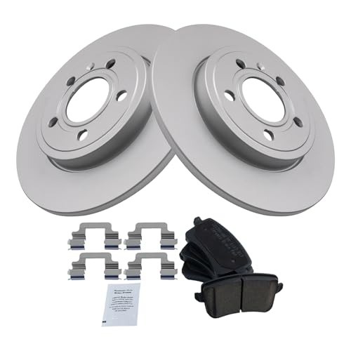 Image of TRQ Rear Brake Pad and Rotor Set Ceramic Coated Rotors 288mm Compatible with 2009 Audi A4 2009 A4 Quattro