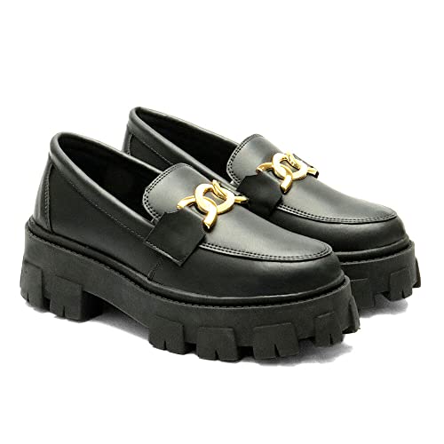 Qual o Melhor Mocassim Feminino Melissa de 2025? Melhores Ranking 7 Mocassim Feminino Tratorado GuGi Com Metal Oxford Plataforma Blogueira Leve 403-GG (40, Preto)