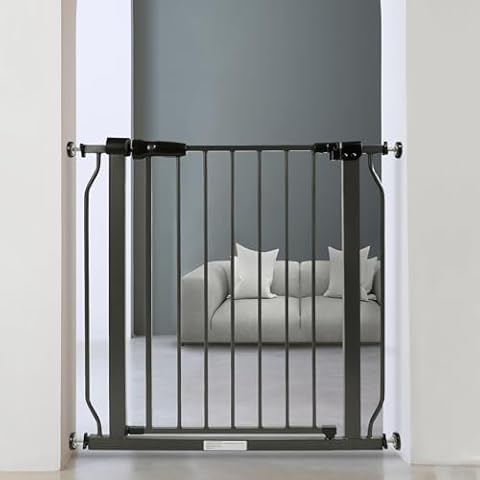 BalanceFrom Easy Walk-Thru Safety Gate for Doorways and Stairways with Auto-Close/Hold-Open Features, 30-Inch Tall, Fits 29.1 - 33.8 Inch Openings, Graphite Cover