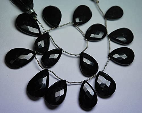 Black Onyx Faceted Pear briolette 13x18mm perle pierre poire noire pour pendentif