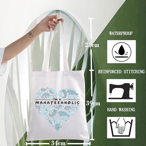 WZMPA Sacola engraçada de lona peixe-boi, presente para amantes de peixe-boi, manateeaholic, bolsa d