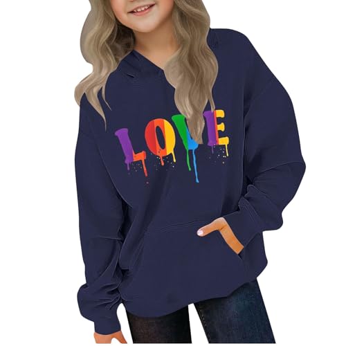 Cute Hoodies for Girls Casual Hooded Sweatshirts Oversized Long Sleeve Pullover Loose Preppy Clothes 4-13 Years
