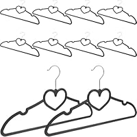 SAFIGLE 10pcs Non-slip Clothes Hangers with Heart-shaped Design Reusable Adult Garment Hangers for Home Laundry Space-saving Black