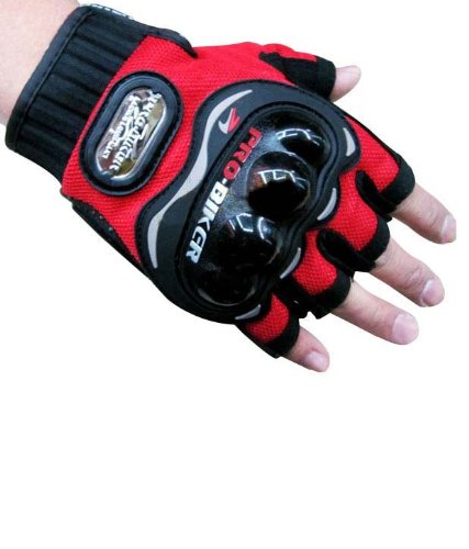ProbikerMotoway Pro Biker Half Cut Racing Biking Driving Motorcycle Gloves,(Red,L)