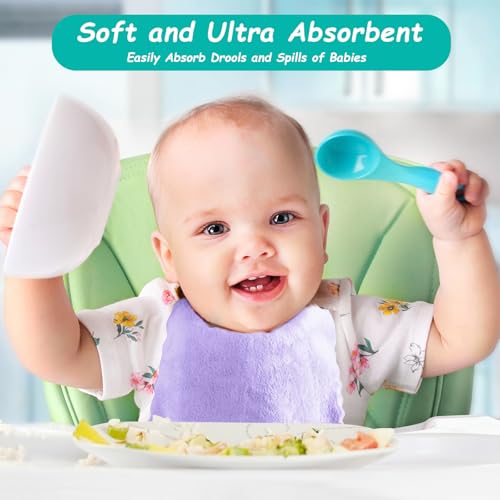 Image of HOMEXCEL Baby Washcloths 12 Pack-Microfiber Coral Fleece Baby Bath Face Towel 7 x 9 Inch Extra Absorbent Soft Burp Cloth and Wash Cloths for Newborn-Infants and Toddlers,Purple