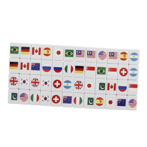 Jeu de mahjong 48 pièces avec motif drapeau pour adultes