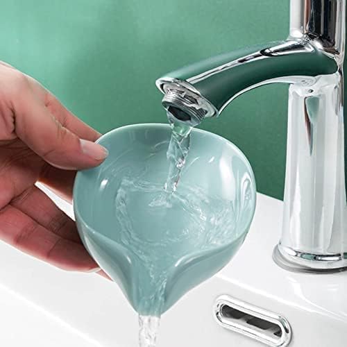 Image of Self-Draining Soap Dish (Set of 6) - Modern Leaf Design with Drainage Holes, Leak-Proof & Durable Plastic for Bathroom or Kitchen Sink, Easy to Clean (Blue)