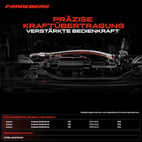 Frankberg Feststellbremse Seilzug Scheibenbremse Hinten Rechts Kompatibel mit Impreza Stufenheck GD 2.0L 2001-2004 Replace# 26051FE000