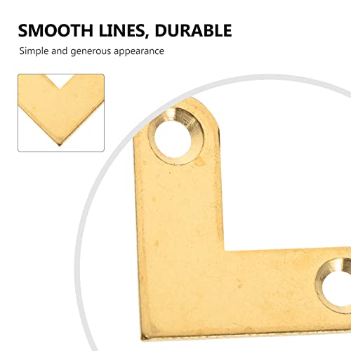 VILLCASE 6Pcs Antique L Shape Brass Flat Corner Bracket Joint Flat Corner Brace Plate Support Drawer Fixed Corner Code (Gold) - Image 4