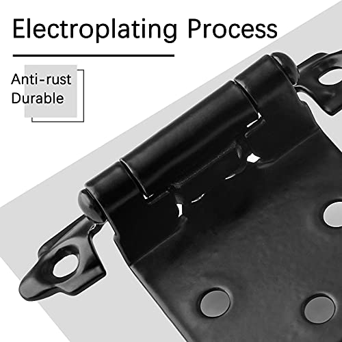 Augiimor 10 Pack 1/2" Surface Mount Cabinet Hinges, Black Cabinet Door Hinges Cabinet Hinge Variable Overlay For Cabinet, Kitchen (Black) #TOP1