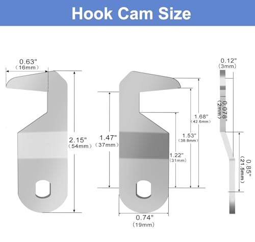 Cylinnda 5/8' Cabinet Cam Lock Keyed Alike, Hook Cam, Tool Box Lock for RV Storage Compartment Door Tool Cart Mailbox with Manual, Zinc Alloy (1 Pack)