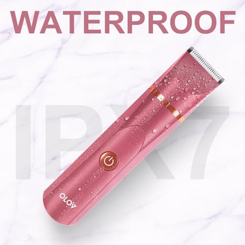 Image of OLOV Electric Body Hair Trimmer - Groin Trimmer for Men - Bikini Trimmer Women - Wet /Dry Shaver Groomer, Replaceable Ceramic Blade Heads, USB Recharge Dock, Waterproof Hygiene Razor, Red