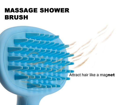 DELE Dog Massage Brush, Curry Comb for Dogs, Pet Bath Brush with Memory Gel Shedding Tools for Short to Long Smooth Hair, Blue - Thumbnail 6