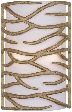 Minka Lavery 3712-788 Branch Reality Fabric Shade Wall Sconce, 2-Light 120 Total Watts, 16" H x 11" W, Textured Ashen Gold