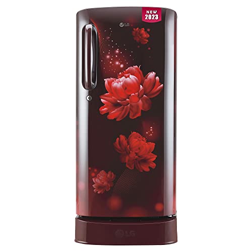 LG 185 L 5 Star Inverter Direct-Cool Single Door Refrigerator (GL-D201ASCU, Scarlet Charm, Base stand with drawer)