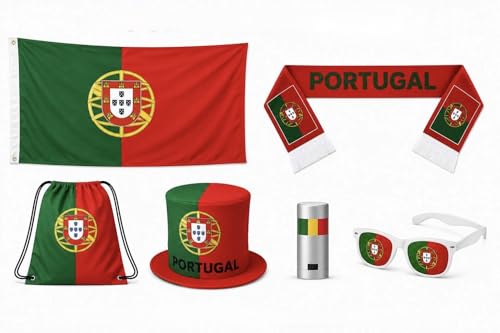 Portugal World Cup Soccer Fan Kit 6 Items: Flag Scarf Hat Bag Glasses Coloring