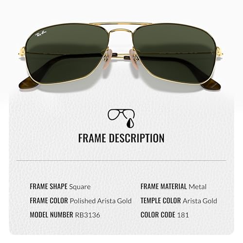 Image of Ray-Ban RB3136 CARAVAN Square Shaped Sunglasses for Men & Women with Official RAYBAN Eyewear Kit
