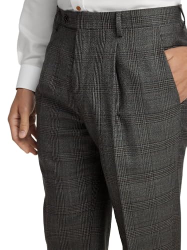 Paul Fredrick Men's Wool Plaid Single Pleat Suit Pants3