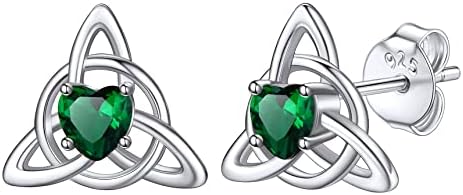 Bestyle 925 Sterling Silver Celtic Earring with 12 Month Stone for Women Girls, Dianty Cute Small Celtic Knot Birthstone Studs Love Infinity Earring Irish Jewelry, Great Birthday Gifts