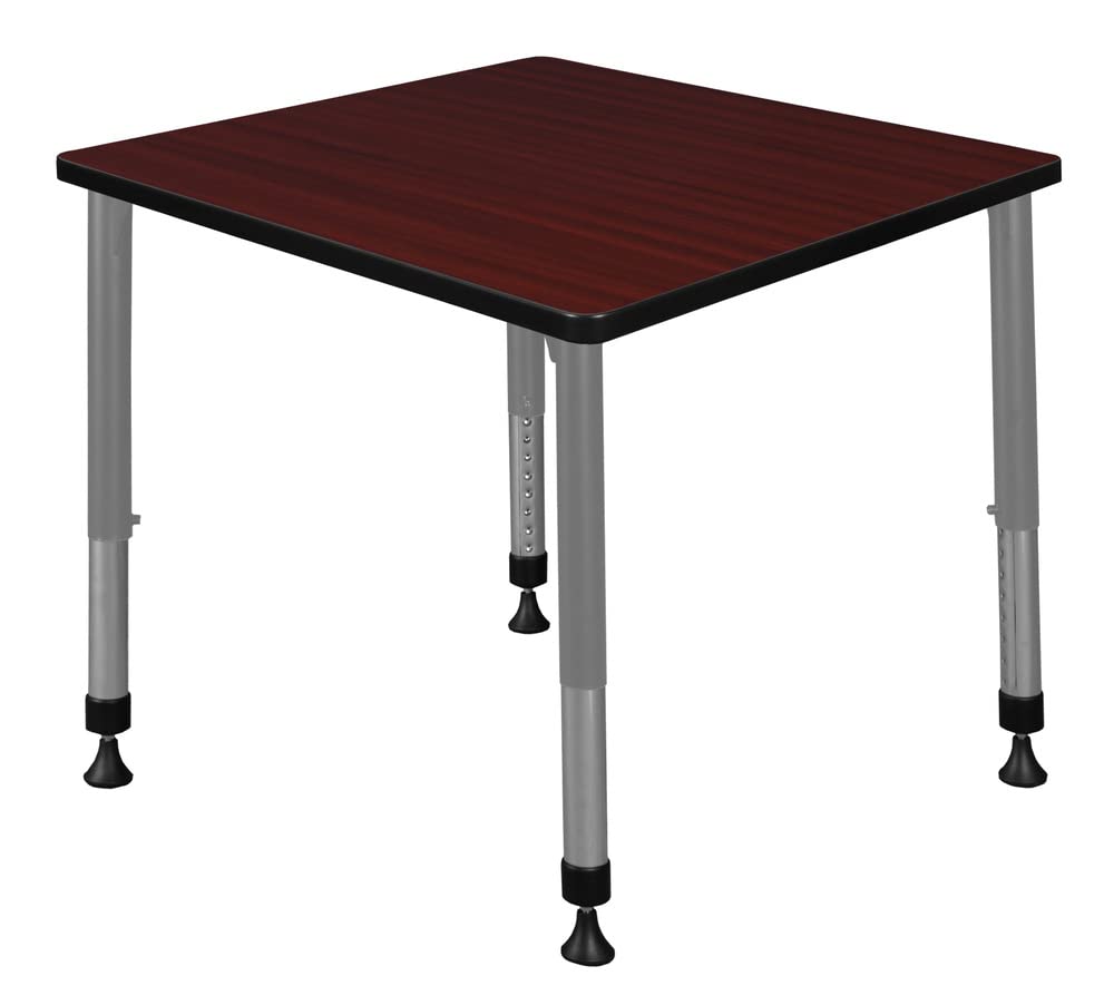 Romig Kee Square Classroom Activity Tables Height Adjustable, 36 x 36, Grey|Mahogany