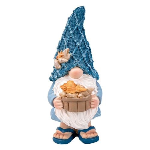 Ideen mit Herz | Deko-Figur Wichtel mit Muscheln 1 | Maritime Dekoration Bad | witziger Gartenzwerg | Sommer, Strand und Urlaub