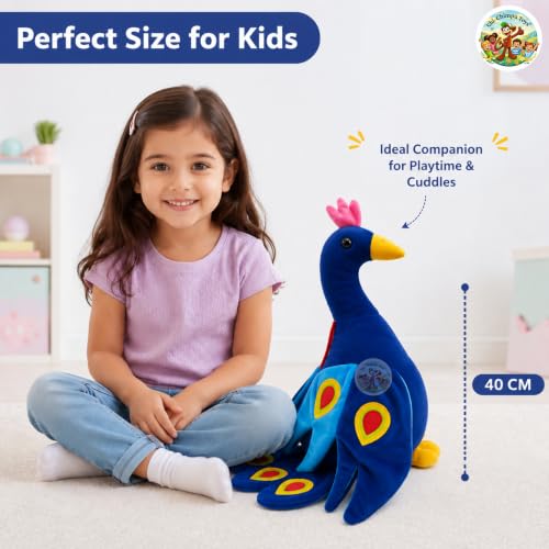 Image of Chi-Chimpu Toyss Peacock Soft Toy 40 CM for Kids | Ultra Soft Plush Stuffed Peacock | Premium PP Cotton Filled Bird Plush | Washable Cuddly Toy | Birthday Gift for Boys, Girls & Toddlers