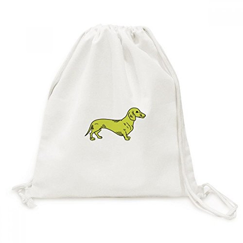 Sac cordon motif chien jaune en toile pour shopping et voyage